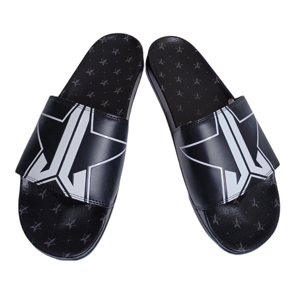 JEFFREE Star Black slides Brand new in box  with white  Men Size 11  & 12